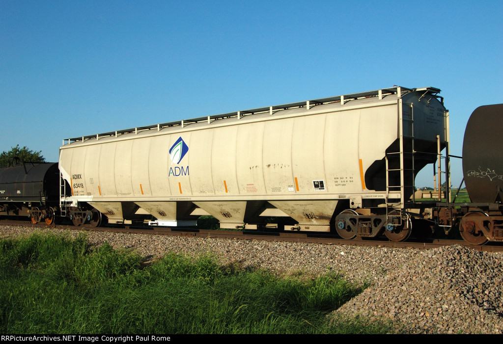 ADMX 63418 4 Bay Covered Hopper Car On The BNSF